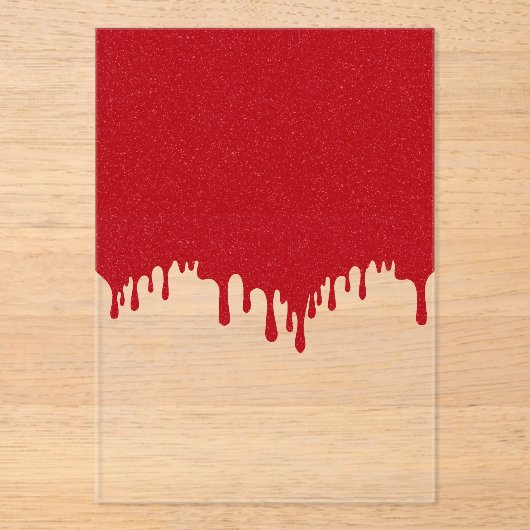 Custom Tomato Red Drip Top Acrylic Invitation (Recto)