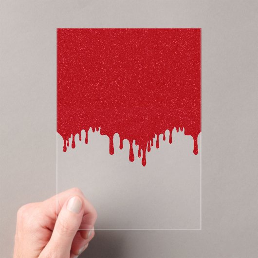 Custom Tomato Red Drip Top Acrylic Invitation Acryl Uitnodigingen (Insitu (Draagbaar))