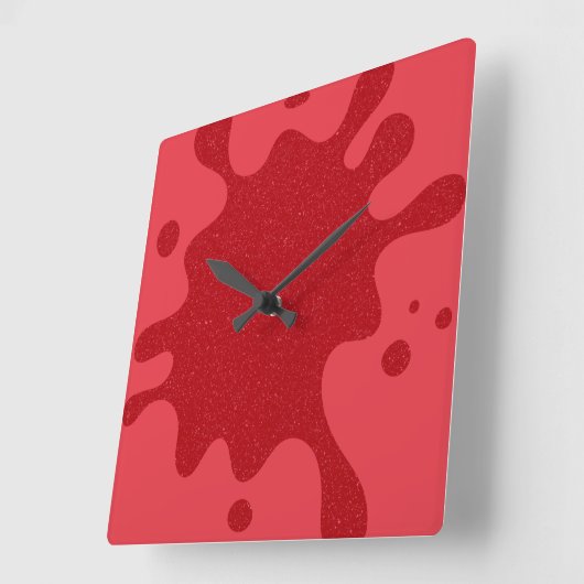 Custom Tomato Red Ink Splash Wall Clock Vierkante Klok (Hoek)