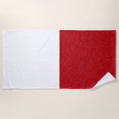 Custom Tomato Red & White Split Beach Towel Strandlaken (Voorkant)