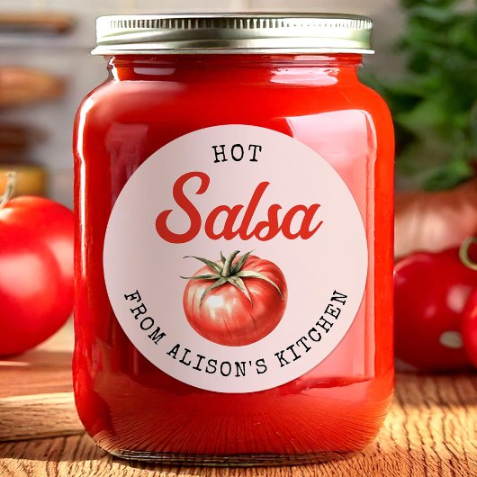 Custom Tomato Salsa Canning label in roze