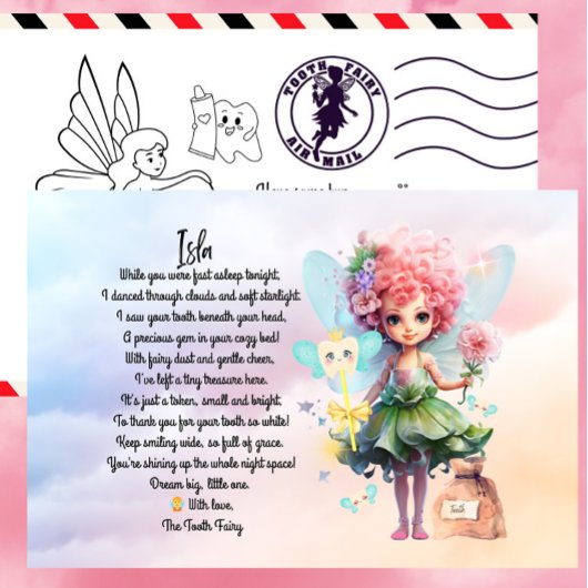 Custom Tooth Fairy Briefkaart voor kinderen