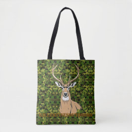 Custom tote bag with whitetail design