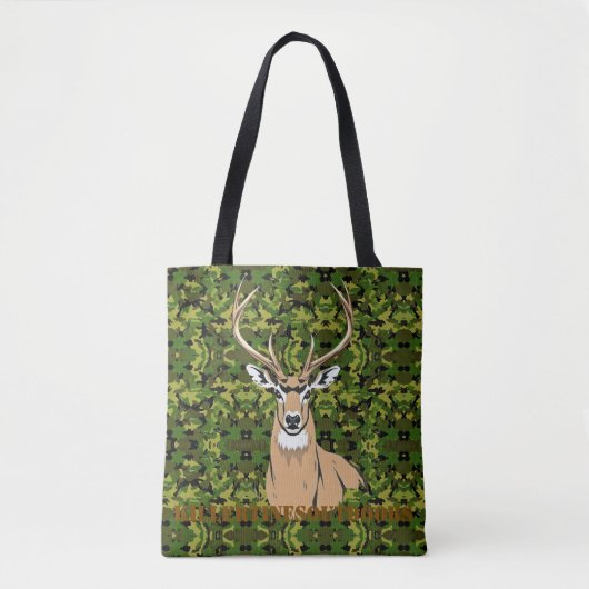 Custom tote bag with whitetail design (Voorkant)