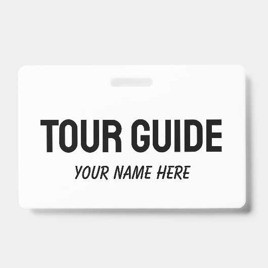 Custom tour guide name badge with clip or string (Front)