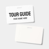 Custom tour guide name badge with clip or string (Front & Back)