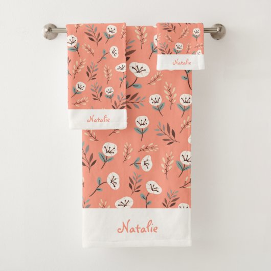 Custom Towels with White Poppies Bad Handdoek (Insitu)