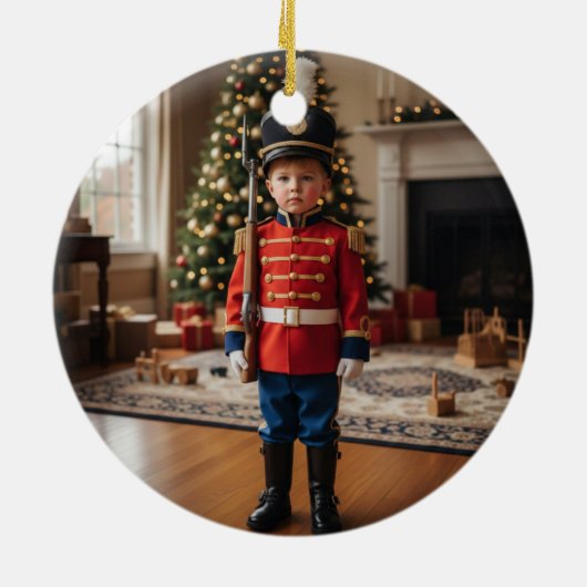Custom Toy Soldier Nutcracker Photo Christmas Keramisch Ornament (Achterkant)