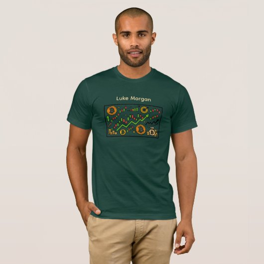 Custom Trading Chart Bitcoin Candlestick T-Shirt (Voorkant volledig)
