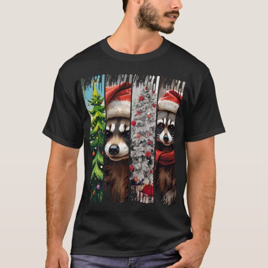 Custom Trash Panda Kerstfeest T-shirt (Voorkant)