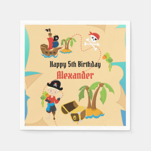 Custom Treasure Map Boy Pirate Birthday Party Servet