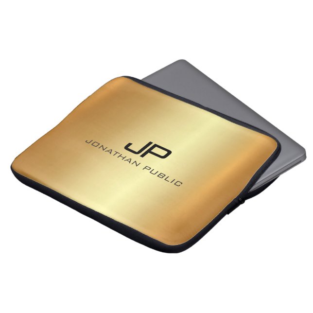 Custom Trendy Elegant Modern Luxe Template Gold Laptop Sleeve (Voorkant top)