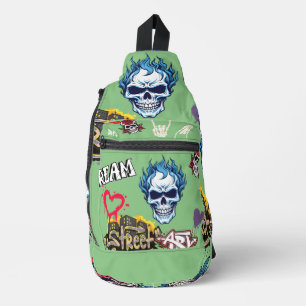 Custom trendy gothic streetart trendy salie groen sling bag
