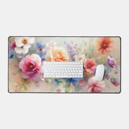 Custom Trendy Stylish Aquarell Flowers Template (Clavier et souris)