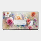 Custom Trendy Stylish Aquarell Flowers Template Bureaumat (Keyboard & Muis)