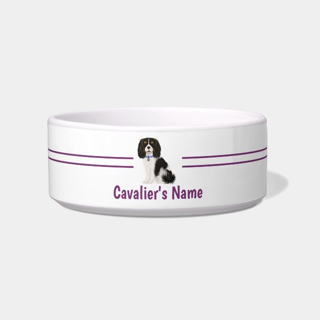 Custom Tri Color Cavalier King Charles Spaniel  Voerbakje (Voorkant)