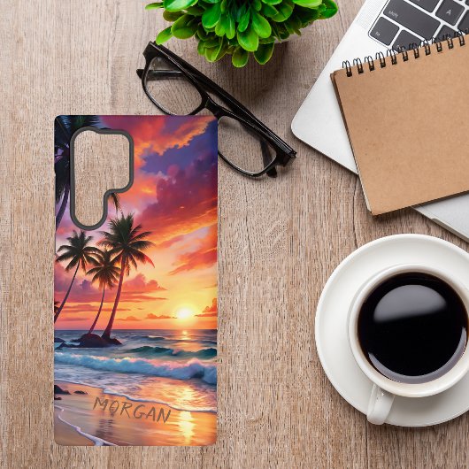 Custom Tropical Beach Sunset | Coastal Art Samsung Galaxy Hoesje