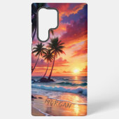 Custom Tropical Beach Sunset | Coastal Art Samsung Galaxy Hoesje (Achterkant)