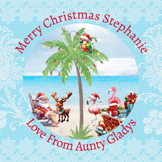 Custom Tropical Christmas in juli Party Lace Blauw Cadeaupapier