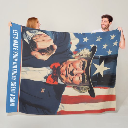 Custom Trump Grappige Bericht voor Happy 50th Birt Fleece Deken (In situ)