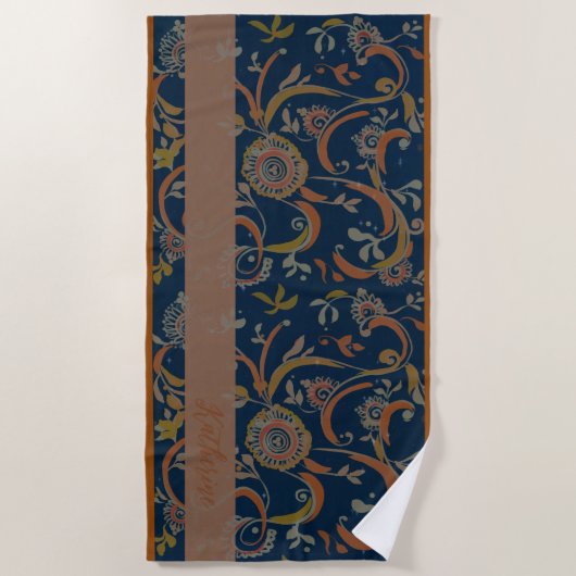 CUSTOM Tumeric + Ginger Swirl Motif Strandlaken (Voorkant)