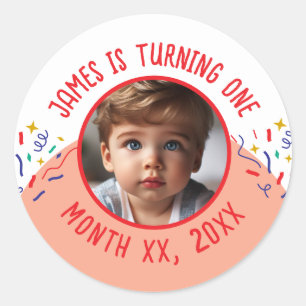 Custom Turning 1 voor een jaar oude verjaardag Ronde Sticker
