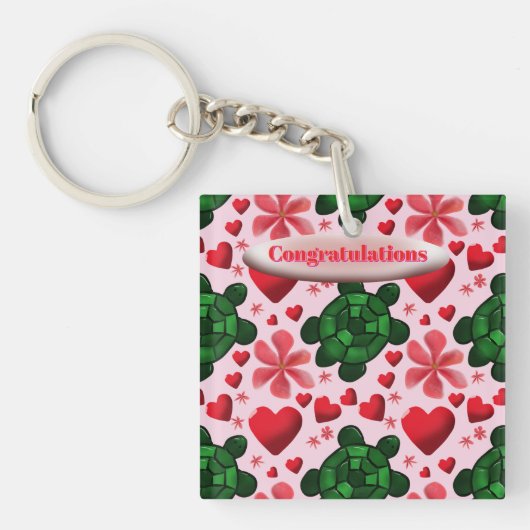 Custom turtle pattern  gift sleutelhanger (voorkant)