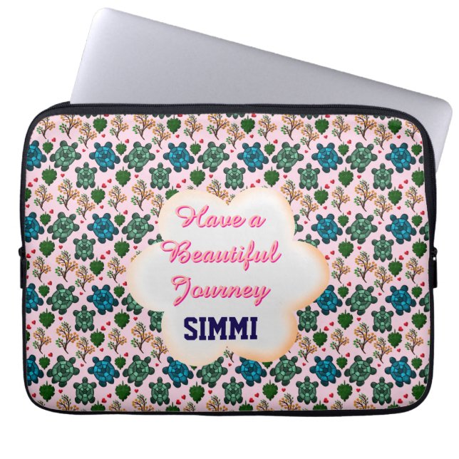 Custom turtle pattern  laptop sleeve (Voorkant)