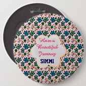 Custom turtle pattern  ronde button 6,0 cm (Voorkant /achterkant)