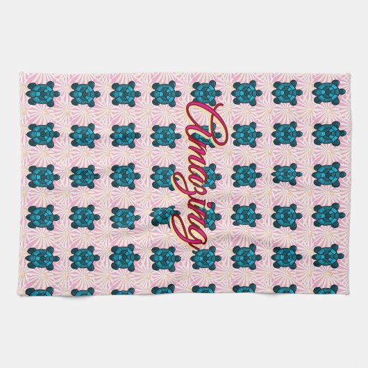 Custom turtle pattern Sherpa Blanket Theedoek (Horizontaal)