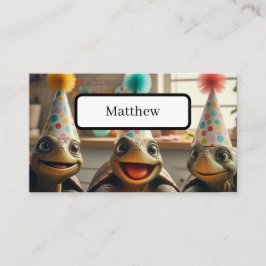 Custom turtles with birthday cake and hats  plaatskaartje