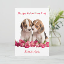Custom Twee Beagles met Roze Rozenblaadjes Valenti