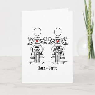 Custom Twee Bruiden Biker Motorfiets Avond Bruilof