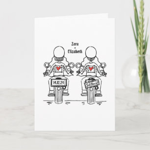 Custom Twee Bruiden Biker Motorfiets Avond Bruilof