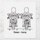 Custom Twee Bruiden Biker Motorfiets Avond Bruilof Wijn Etiket (Enkel label)