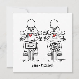 Custom Twee Bruiden Biker Motorfiets Lesbische Bru Kaart