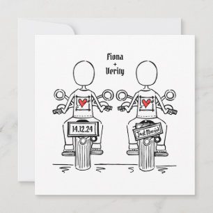 Custom Twee Bruiden Biker Motorfiets Lesbische Bru Kaart