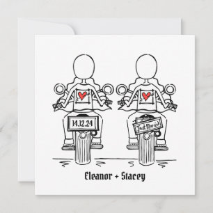 Custom Twee Bruiden Biker Motorfiets Lesbische Bru Kaart