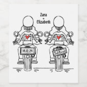 Custom Twee Bruiden Biker Motorfiets Lesbische Bru Wijn Etiket (Enkel label)