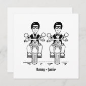 Custom Twee Grooms Biker Motorfiets Avond Bruiloft Kaart (Voorkant / Achterkant)