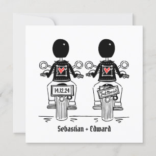 Custom Twee Grooms Biker Motorfiets Gay Wedding Kaart