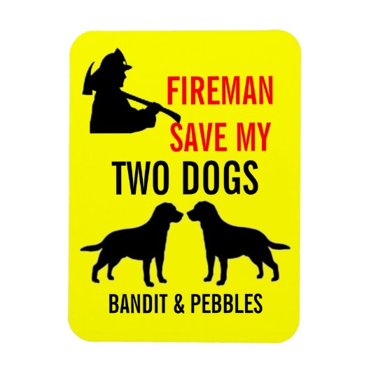 Custom Twee Hond Brandveiligheid Magneet (Verticaal)