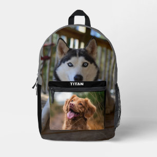 Custom twee hond foto helemaal eenvoudig bedrukte rugzak