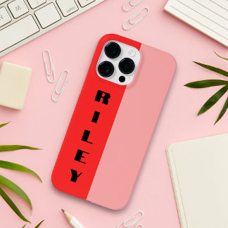 Custom Twee Kleur Blok Roos Blush Rood Grote Naam Case-Mate iPhone 14 Pro Max Hoesje