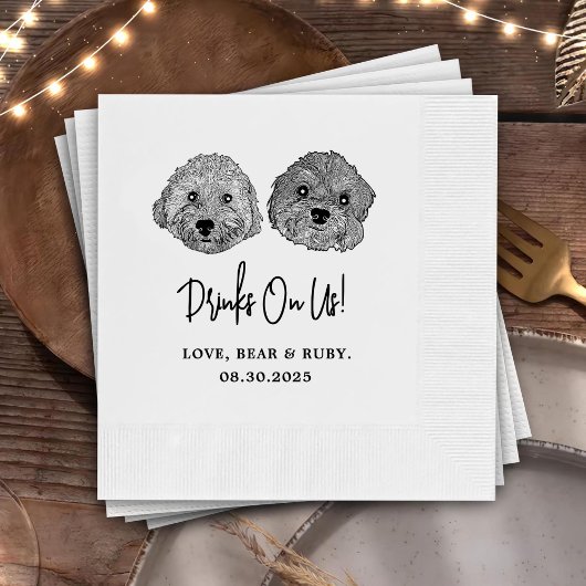 Custom Twee Pet Cocktail Servetten Bruiloft