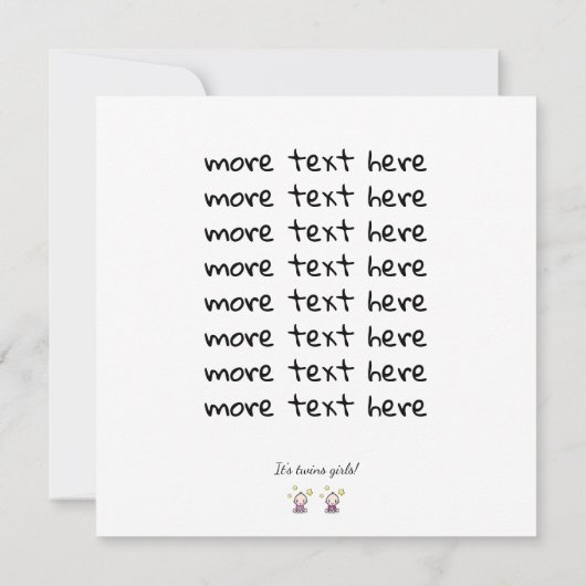 Custom Twin Baby Girls Congratulations w. Names, Kaart (Achterkant)