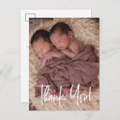 Custom Twin Baby shower dank u Aankondigingskaart (Voorkant / Achterkant)
