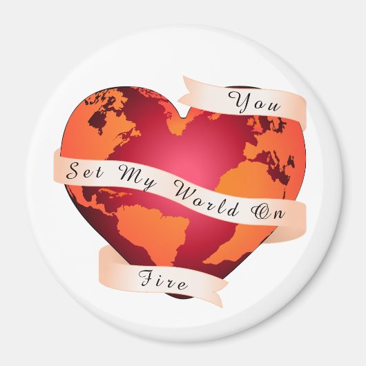 Custom U ZET MIJN WERELD OP VUUR Rood Aarde Lint Magneet (Voorkant)