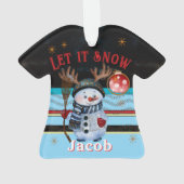 Custom Ugly Sweater- Antlered Snowman Christmas Ornament (achterkant)