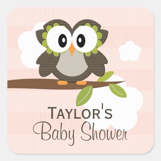 Custom Uil Party Favor Labels Roze (Voorkant)